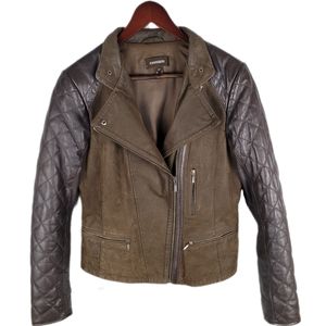 DANIER | suede & smooth quilted leather moto biker jacket